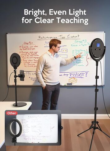 Ring Light for Online Teaching Video 2700-6500K Home Office Studio Light - Desktop & Phone Tripod Stand - High CRI 2-Point Lighting for Video Recording/Photography/Flexible Work in Kuwait