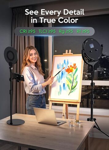 Ring Light for Online Teaching Video 2700-6500K Home Office Studio Light - Desktop & Phone Tripod Stand - High CRI 2-Point Lighting for Video Recording/Photography/Flexible Work in Kuwait
