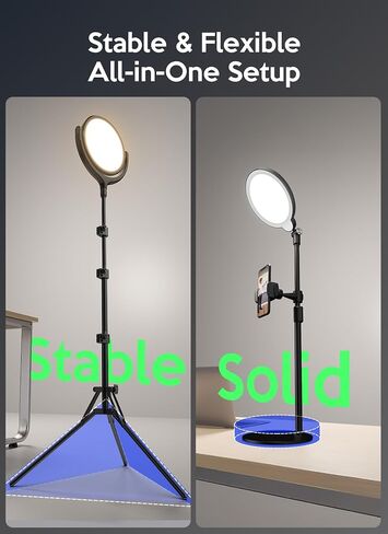 Ring Light for Online Teaching Video 2700-6500K Home Office Studio Light - Desktop & Phone Tripod Stand - High CRI 2-Point Lighting for Video Recording/Photography/Flexible Work in Kuwait