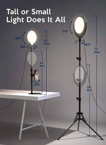 Ring Light for Online Teaching Video 2700-6500K Home Office Studio Light - Desktop & Phone Tripod Stand - High CRI 2-Point Lighting for Video Recording/Photography/Flexible Work in Kuwait