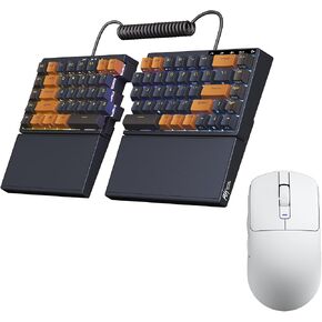 RK ROYAL KLUDGE S70 Ergonomic Split Keyboard and MO3 Wireless Gaming Mouse Combo, 75% Hot Swappable Gaming w/Fixed Wrist Rest and Tactile Brown Switch, Rechargeable White Computer Mouse in Kuwait