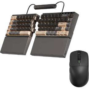 RK ROYAL KLUDGE S70 Ergonomic Split Keyboard and MO3 Wireless Gaming Mouse Combo, 75% Hot Swappable Gaming w/Fixed Wrist Rest, Bluetooth/2.4G/USB Rechargeable Computer Mouse, Black in Kuwait