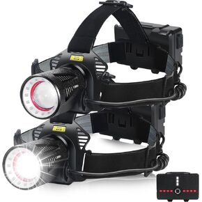 Aikertec Rechargeable Headlamp,Bright LED Head Lamp 7 Modes, Waterproof, 45° Adjustable Angle, Zoomable, Battery Powered Headlamps for Camping, Hiking, Fishing (2 Pack) in Saudi Arabia