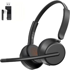 AOC Wireless Headset with Mic for Work, Bluetooth 5.4 Headphones-Dark Black in Kuwait
