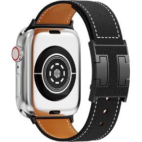 EVIE BAND Leather Stap Compatible with Apple Watch Bands for Women 40mm 42mm 44mm 46mm 38mm 41mm 45mm 49mm Series 11 10 Ultra iWatch Bands Men Magnetic Dreesy Designer Gold Clasp 9 8 7 6 5 4 3 2 1 in Kuwait