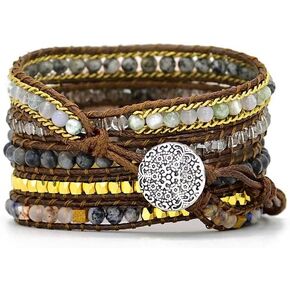 Boho Beaded Strap Compatible with Fitbit Versa 4/Versa 3/Sense 2/Sense,Women Men Handmade Natural Stone Colorful Jasper Strap for Versa 2 /Versa in Kuwait
