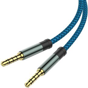 MCSPER 2 حزمة كابل صوت TRRS 3.5 مم، موصل 5 أقدام (4 أقطاب) مع ميكروفون [متوافق مع الميكروفون] سلك Aux مجدول من النايلون متوافق مع ستريو المنزل في السيارة، مكبر صوت، سماعات الرأس، سوني (أزرق) in Kuwait