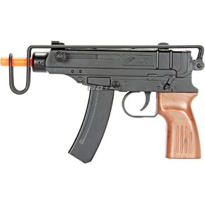 BBTac M37F Airsoft SMG - مسدس Airsoft يعمل بمحرك Skorpion VZ-61 مزود بـ 200 إطارًا في الثانية، ومخزون سلكي قابل للطي، ومقبض خشبي صناعي - مسدس Airsoft تكتيكي للعب في الأماكن المغلقة والخارجية in Kuwait