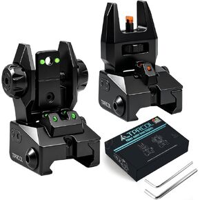 Flip Up Iron Sight Picatinny Rail with Fiber Optic Iron Sights Flip-up Front and Rear Backup Sights, with red and Green dots Quick Switching to Low-Profile Sight in Kuwait