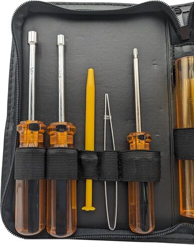 12 Piece Computer & Electronics Toolkit with Chip Inserter & Extractor, Screwdrivers (T15, Phillips #0 & #1, Slotted 3/16" & 1/8"), Nut Drivers (1/4" & 3/16"), Spare Parts Tube, Portable Zipper Case in Kuwait