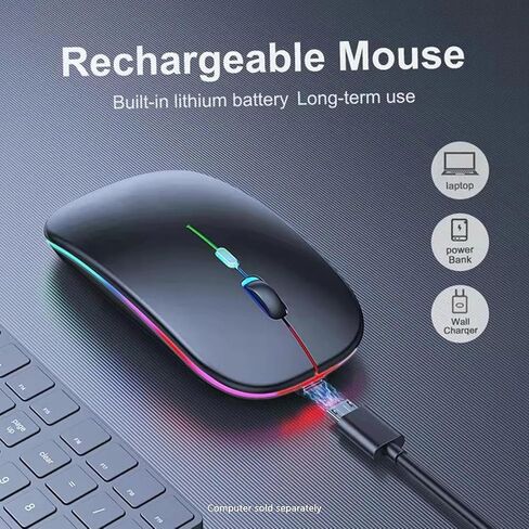 Sahara - Wireless Mouse with Silent Click | Bluetooth & USB Connection | Rechargeable Battery | USB & Type C Adapter in Saudi Arabia