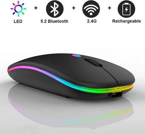 Sahara - Wireless Mouse with Silent Click | Bluetooth & USB Connection | Rechargeable Battery | USB & Type C Adapter in Saudi Arabia