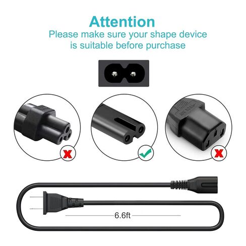 سلك طاقة تيار متردد 2 Prong لـ Samsung UN40 UN43 UN48 UN49 UN50 UN55 UN60 UN65 UN70 UN75 UN78 Series 4k Smart TV P/N 3903-000599 3903-000853 3903-001117 C7 كابل سلك طاقة تيار متردد بديل in Kuwait