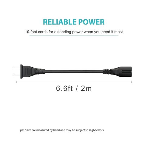 سلك طاقة تيار متردد 2 Prong لـ Samsung UN40 UN43 UN48 UN49 UN50 UN55 UN60 UN65 UN70 UN75 UN78 Series 4k Smart TV P/N 3903-000599 3903-000853 3903-001117 C7 كابل سلك طاقة تيار متردد بديل in Kuwait