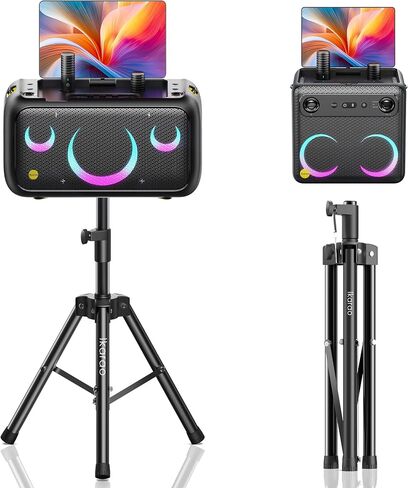 Ikarao Speaker Stand Adjustable Height 36"-47", Heavy Duty Carbon Steel Karaoke Machine Stands with Dual Tension Knobs, Portable Tripod Speaker Mount for PA DJ System & Party, 35mm Insert, 66lbs Load in Saudi Arabia