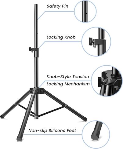 Ikarao Speaker Stand Adjustable Height 36"-47", Heavy Duty Carbon Steel Karaoke Machine Stands with Dual Tension Knobs, Portable Tripod Speaker Mount for PA DJ System & Party, 35mm Insert, 66lbs Load in Saudi Arabia
