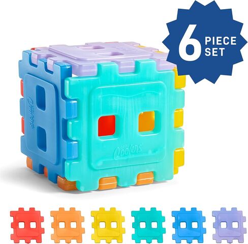 Cool Coolers by Fit & Fresh Kids Puzzle Shaped Lunch Box Ice Packs, Back to School Essential, Reusable Freeze Blocks for Insulated Bags and Cooler, Multicolored, 6PK in Saudi Arabia