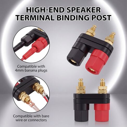 4PCS Gold Banana Plugs Female Speaker Terminal Plated Dual 4mm Banana Plug Jack Socket, Zinc Alloy Insulated Speaker Terminal Binding Post for Amplifier in Saudi Arabia