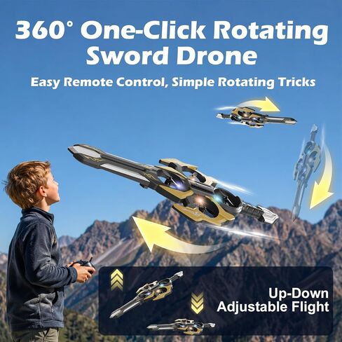 Flying Sword RC Airplane, Flying-Sword Toy, Indoor Foam Stunt Quadcopter Remote Control Drone with Light, 360° Flip, Gravity Sensing, Stunt Roll in Saudi Arabia
