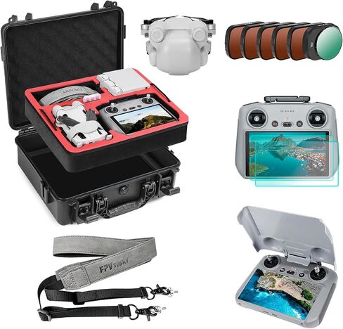 FPVtosky Mini 4 Pro Accessories Bundle 6-IN-1 Kit, Includes: Mini 4 Pro Case, ND Filters Set, Lanyard, Lens Cap, Screen Protector, Sunshade for DJI Min 4 Pro Accessories in Kuwait