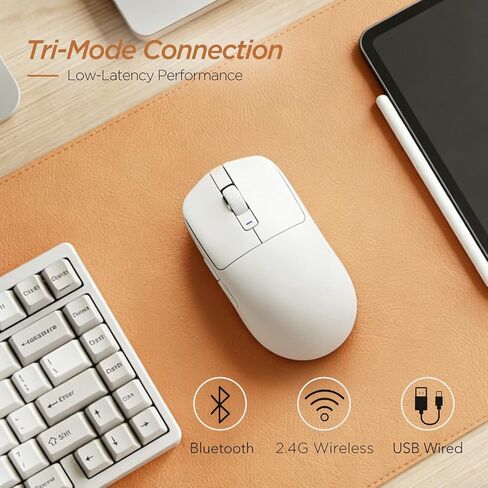 RK ROYAL KLUDGE A70 Alice Ergonomic Keyboard and MO3 Wireless Gaming Mouse Combo, RGB Gaming Keyboards with Knob, 48g Lightweight Bluetooth/2.4G/Wired Rechargeable Computer Mouse, White in Kuwait