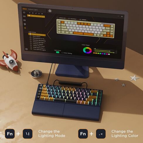 RK ROYAL KLUDGE S70 Ergonomic Split Keyboard and MO3 Wireless Gaming Mouse Combo, 75% Hot Swappable Gaming w/Fixed Wrist Rest and Tactile Brown Switch, Bluetooth/2.4G/USB Rechargeable Computer Mouse in Kuwait