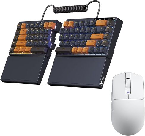 RK ROYAL KLUDGE S70 Ergonomic Split Keyboard and MO3 Wireless Gaming Mouse Combo, 75% Hot Swappable Gaming w/Fixed Wrist Rest and Tactile Brown Switch, Rechargeable White Computer Mouse in Kuwait