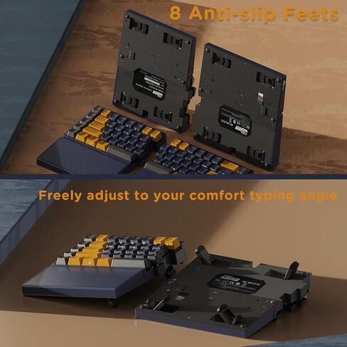 RK ROYAL KLUDGE S70 Ergonomic Split Keyboard and MO3 Wireless Gaming Mouse Combo, 75% Hot Swappable Gaming w/Fixed Wrist Rest and Tactile Brown Switch, Rechargeable White Computer Mouse in Kuwait