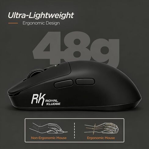 RK ROYAL KLUDGE S70 Ergonomic Split Keyboard and MO3 Wireless Gaming Mouse Combo, 75% Hot Swappable Gaming w/Fixed Wrist Rest, Bluetooth/2.4G/USB Rechargeable Computer Mouse, Black in Kuwait
