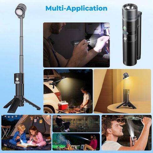 Flashlight with Tripod, 180°Flip 2-Lamp 8Light Mode Small Camping Light in Saudi Arabia