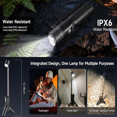 Flashlight with Tripod, 180°Flip 2-Lamp 8Light Mode Small Camping Light in Saudi Arabia