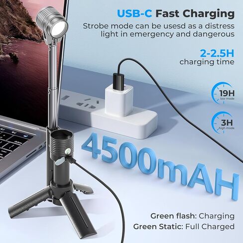 Flashlight with Tripod, 180°Flip 2-Lamp 8Light Mode Small Camping Light in Saudi Arabia