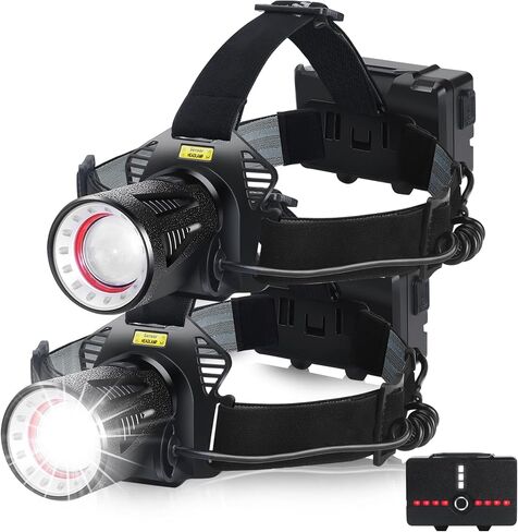 Aikertec Rechargeable Headlamp,Bright LED Head Lamp 7 Modes, Waterproof, 45° Adjustable Angle, Zoomable, Battery Powered Headlamps for Camping, Hiking, Fishing (2 Pack) in Saudi Arabia
