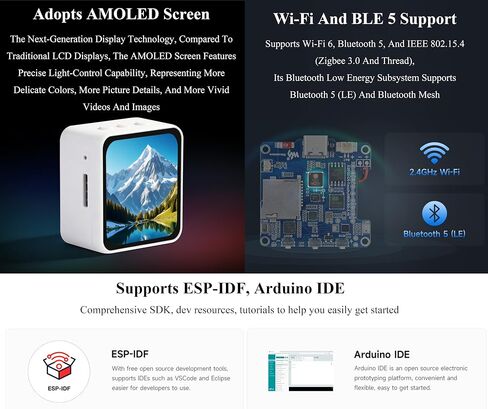 ESP32-C6 2.16inch AMOLED Display Touch Screen Development Board, 480 × 480 in Kuwait
