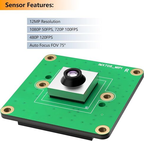12MP Autofocus Camera Module for Raspberry Pi, IMX708 Sensor, 75° FOV, HDR, Compatible with Pi 5,4,3,Zero,CM4 (M12/CS Lens Options) in Saudi Arabia