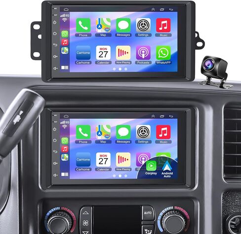 4G+128G Car Radio for 2003-2006 Chevrolet Chevy Silverado Impala Tahoe/GMC Sierra Yukon, 8-core 7" IPS Touch Screen Car Stereo Build-in GPS, CarPlay/Android Auto, Backup Camera/DSP/SWC, Android 15 in Kuwait