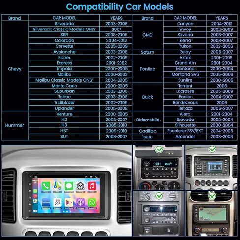 4G+128G Car Radio for 2003-2006 Chevrolet Chevy Silverado Impala Tahoe/GMC Sierra Yukon, 8-core 7" IPS Touch Screen Car Stereo Build-in GPS, CarPlay/Android Auto, Backup Camera/DSP/SWC, Android 15 in Kuwait