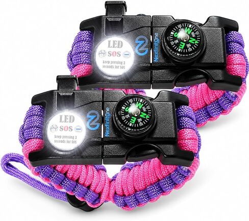 مجموعة أساور Nexfinity One Paracord المكونة من 2-6 في 1 معدات النجاة مع ضوء SOS LED ومشعل نار وبوصلة وصفارة عالية وأدوات متعددة - قابلة للتعديل 550 درجة - هدية للرجال والتخييم والمشي لمسافات طويلة in Kuwait