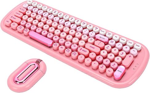 Asixxsix Wireless Keyboard and Mouse Combo, Retro Typewriter Style (Purple) in Saudi Arabia