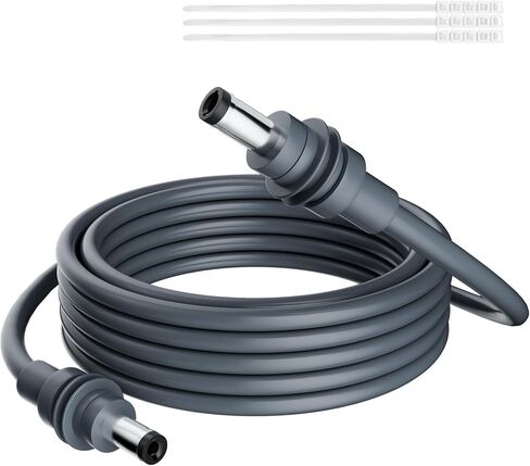 Starlink Mini DC Power Cable 4 Ft, 18AWG Replacement Extension DC5521 Male to Male Charging Power Cord, Tinned Copper, Waterproof, UV-Resistant, Nickel-Plated Connector for Outdoor Use-Gray+ Ties in Kuwait