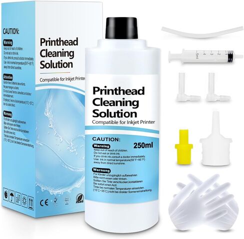 Printhead Cleaning Kit Work for Epson Printer Cleaning Kit for HP Canon, Printer Head Cleaner for Inkjet Printers, Print Head Cleaning Kits Printhead Cleaner Solution for Flushing Printer Nozzle 100ML in Kuwait