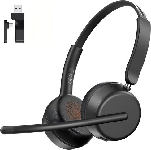 AOC Wireless Headset with Mic for Work, Bluetooth 5.4 Headphones-Dark Black in Kuwait