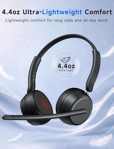AOC Wireless Headset with Mic for Work, Bluetooth 5.4 Headphones-Dark Black in Kuwait