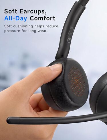 AOC Wireless Headset with Mic for Work, Bluetooth 5.4 Headphones-Dark Black in Kuwait