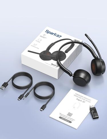 AOC Wireless Headset with Mic for Work, Bluetooth 5.4 Headphones-Dark Black in Kuwait