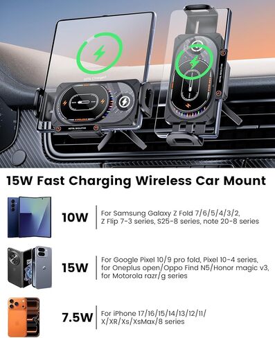 15W Fast Charging Wireless Car Charger Mount for Z Fold 7 6 5 4 3 2 in Saudi Arabia