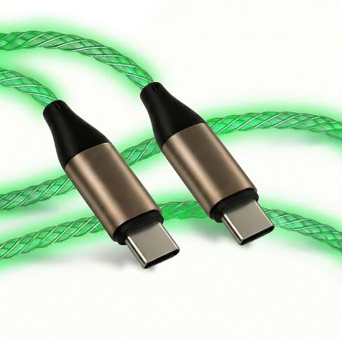 USB C to Type C LED Light Up Charger Cord Visible 60W RGB Gradual Changing Shining 3A Fast Charging Type C Data Sync Cord for iPhone 16/17、Samsung Galaxy SS23+/S23 Ultra (Multicolor, 6FT) in Kuwait