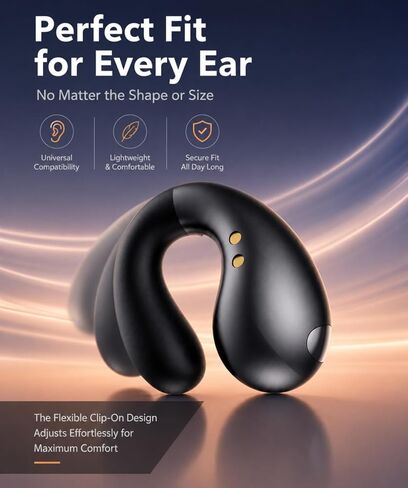 Boytond Ultra Open Ear Earbuds - Comfort Clip On Earbuds, Wireless Bone Headphones Design for Long Listening, Fast Charging for Running, Sports, and Travel, Graphite Black in Kuwait