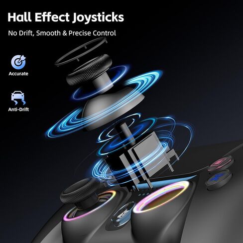 Wireless PS5 Controller Hall Effect Anti-Drift Joystick Gaming Gamepad with Programmable Back Paddles Macro Turbo Dual Vibration 6-Axis Gyro Bluetooth 5.0 RGB 3.5mm Audio Jack for PS5 Slim Pro PC, Black in Kuwait