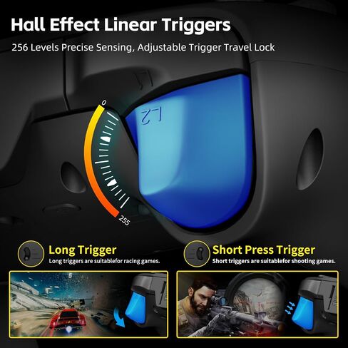 Wireless PS5 Controller Hall Effect Anti-Drift Joystick Gaming Gamepad with Programmable Back Paddles Macro Turbo Dual Vibration 6-Axis Gyro Bluetooth 5.0 RGB 3.5mm Audio Jack for PS5 Slim Pro PC, Black in Kuwait